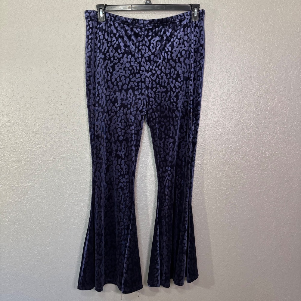 Killstar Ferine Bell Bottoms Plum Velvet Leopard Flare Pants 3XL NWT Gothic